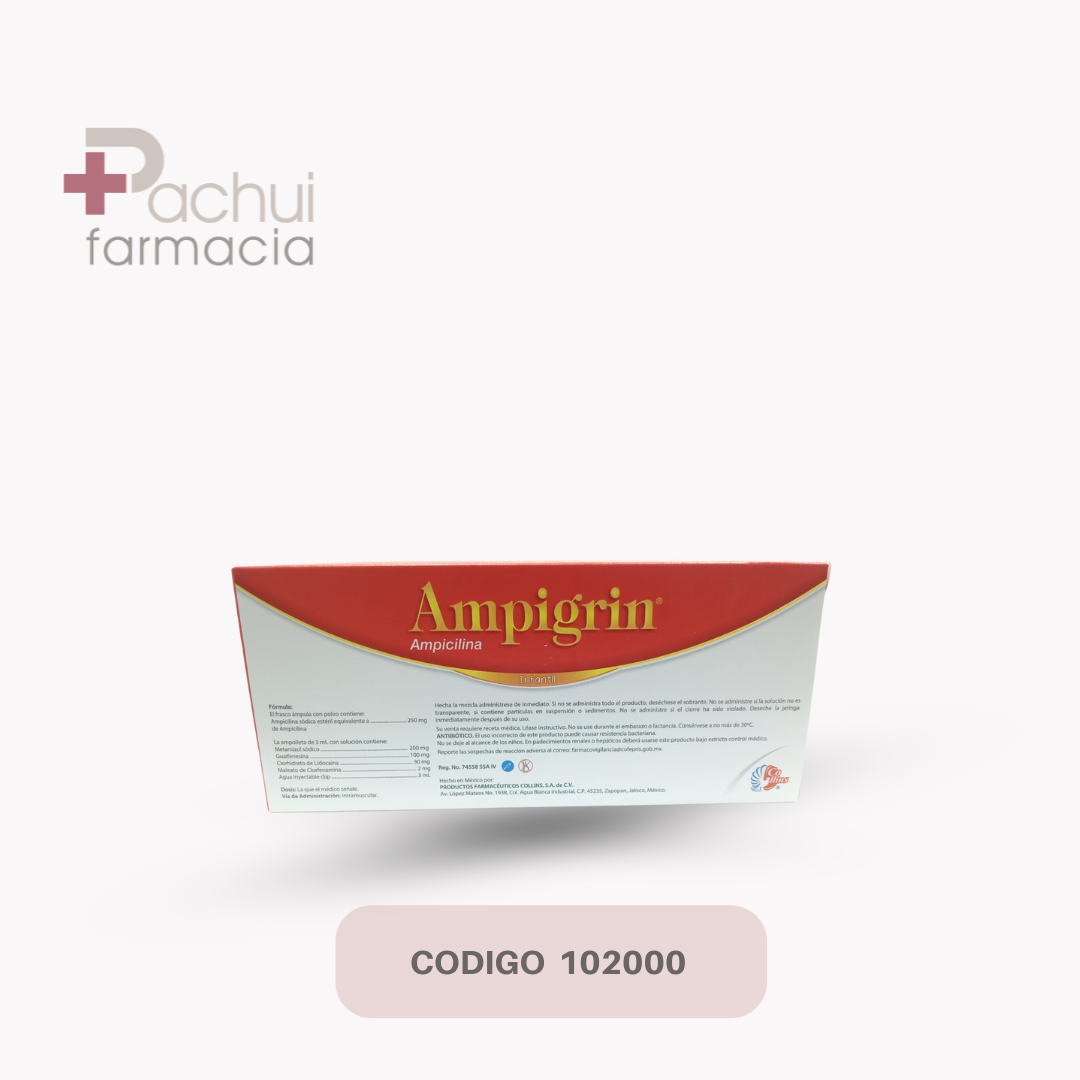 AMPIGRIN INF 250 MG SOL INY C/3 AMP 3 ML