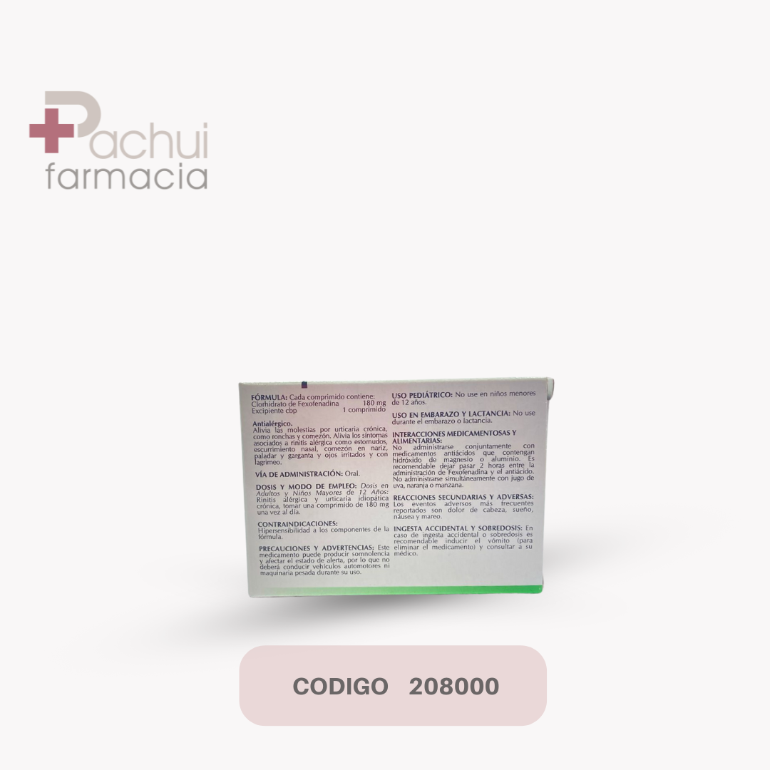 Fexofenadina 180 Mg C/10 Com
