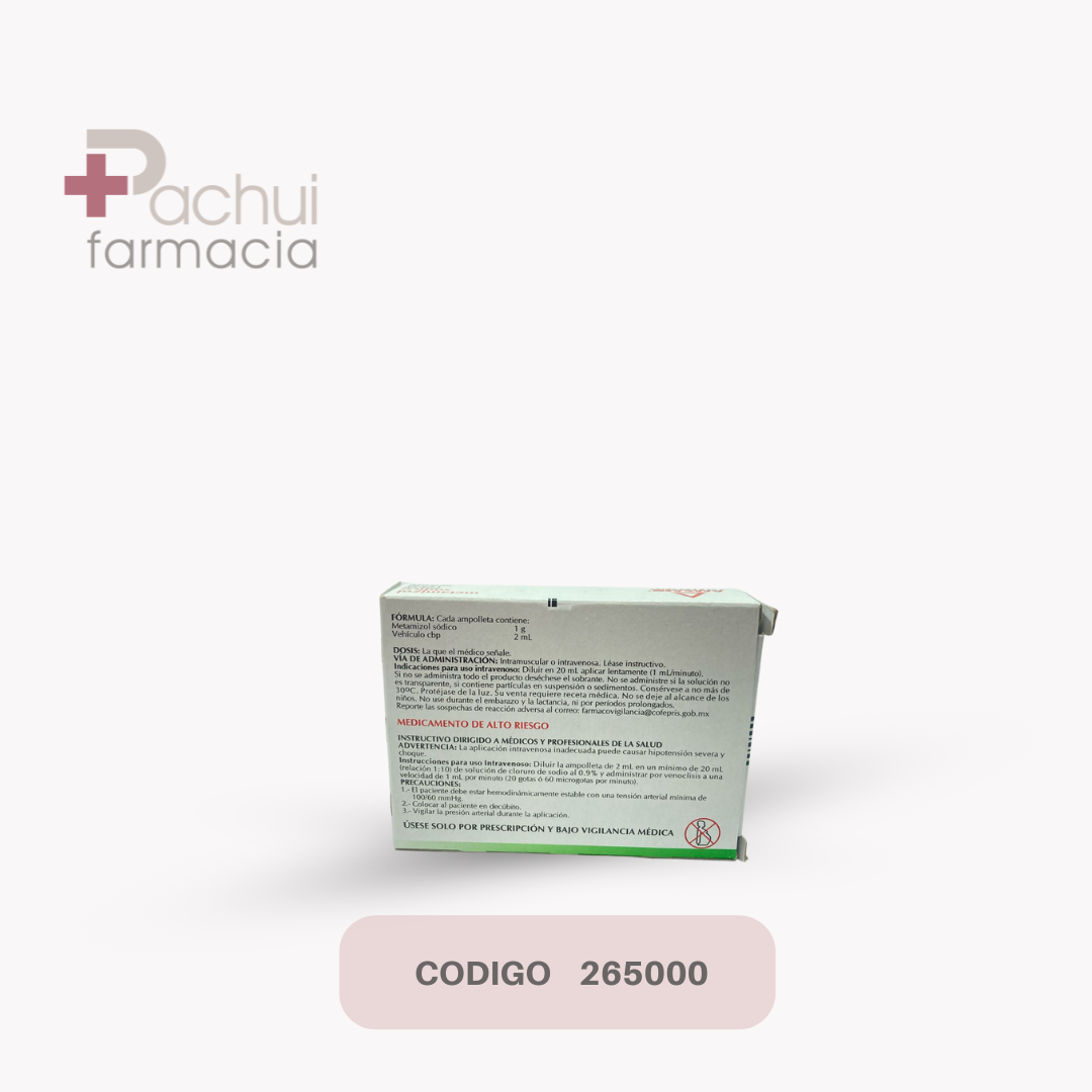 Metamizol Sodico 1G/2Ml Sol Iny C/3 Amp