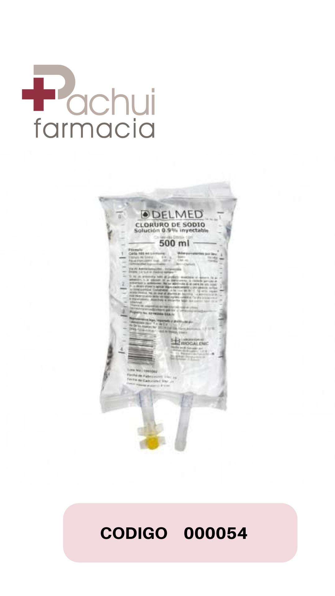 Solución fisiológica o cloruro de sodio 500ml