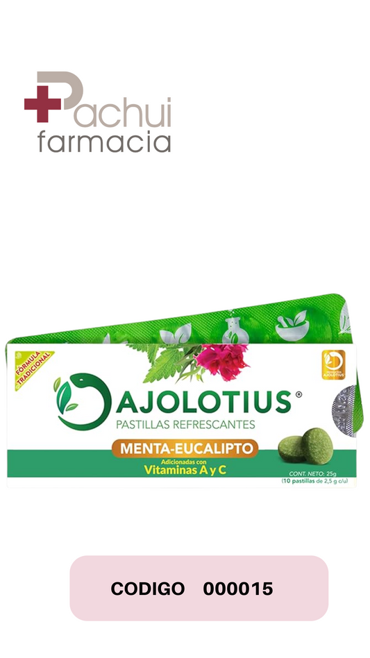 AJOLOTIUS MENTA EUCAL S/AZUCAR PAST C/10