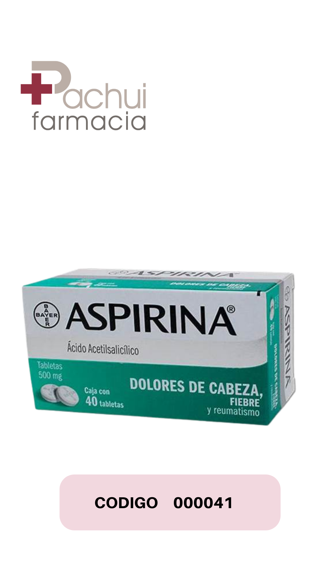 ASPIRINA 40 TAB 500MG