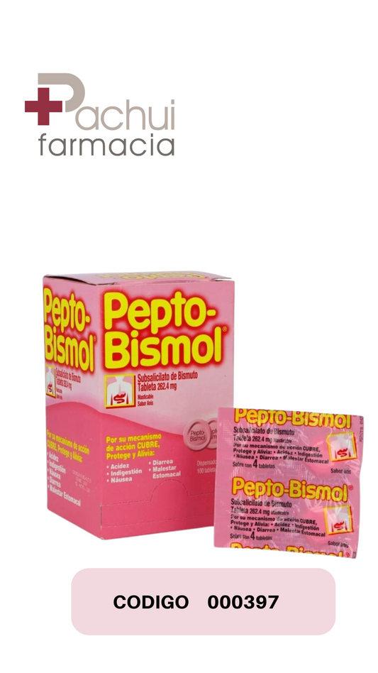 PEPTO BISMOL TABLETAS MASTICABLES SOBRE CON 4
