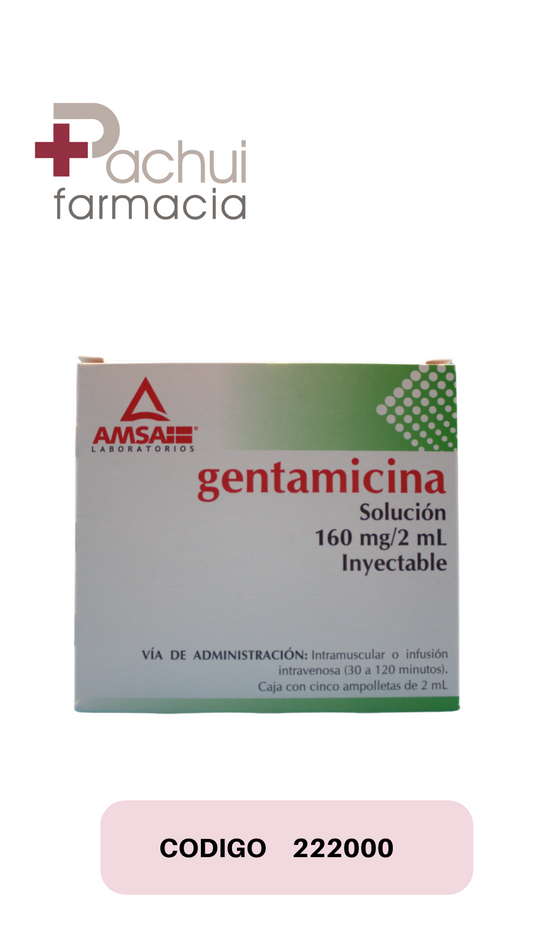 Gentamicina 160 Mg Sol Iny C/5 Amp 2 Ml